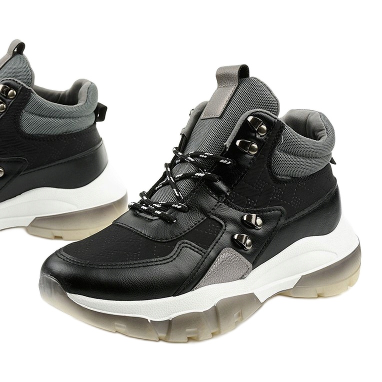 Schwarze modische Sport-Sneaker aus Öko-Leder Donatella grau 1