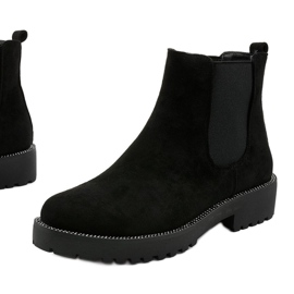 Schwarze flache Stiefel aus Wildleder von Nahneva 1