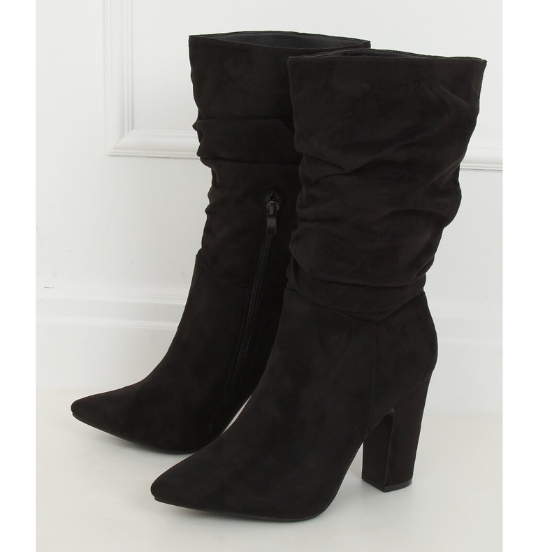 Schwarze High Heels Stiefel D7510 Schwarz 1