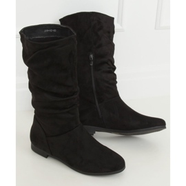 Schwarze Stiefel für Damen flache Absätze J19-92 Schwarz 2