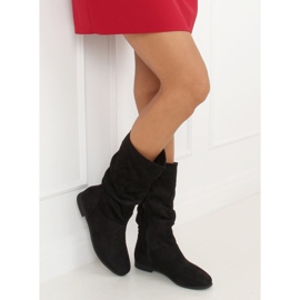 Schwarze Stiefel für Damen flache Absätze J19-92 Schwarz 4