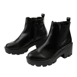 Schwarze flache Stiefel aus Kunstleder Established 2