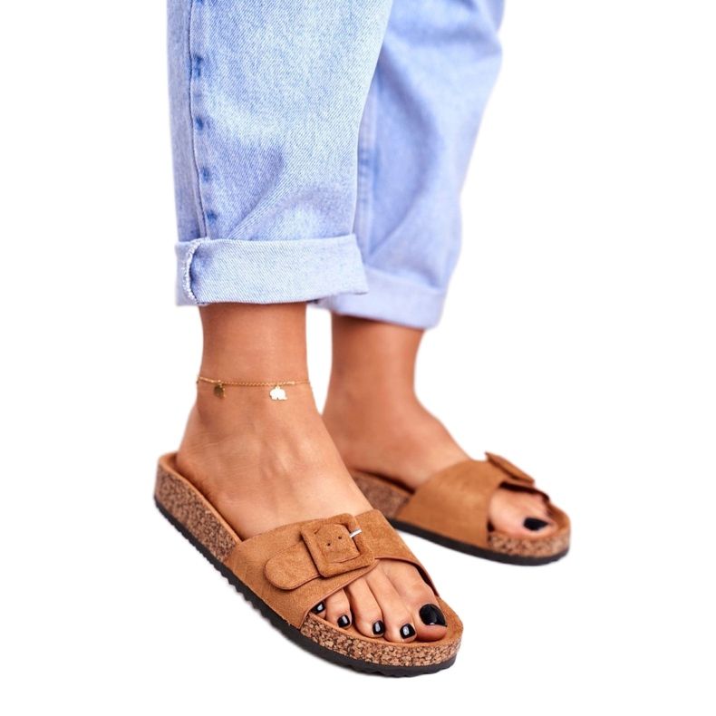 BUGO Damen Braun Hausschuhe Schnalle verstellbar Rosaline 1