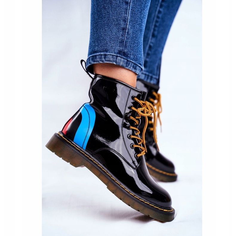 Damen Stiefel Trappers Glany Goe Leder Schwarz GG2N3056 2