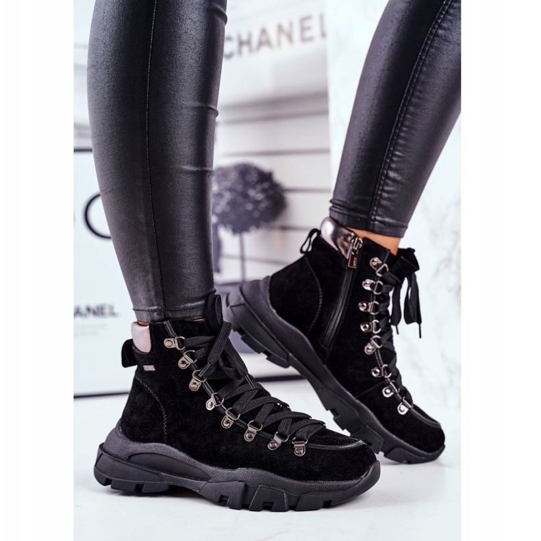 Damen Trekkingschuhe Trappers Leder Wildleder Big Star GG274893 schwarz 2