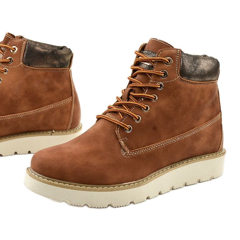 Kamelfarbene Schnürstiefel Haireino braun 1