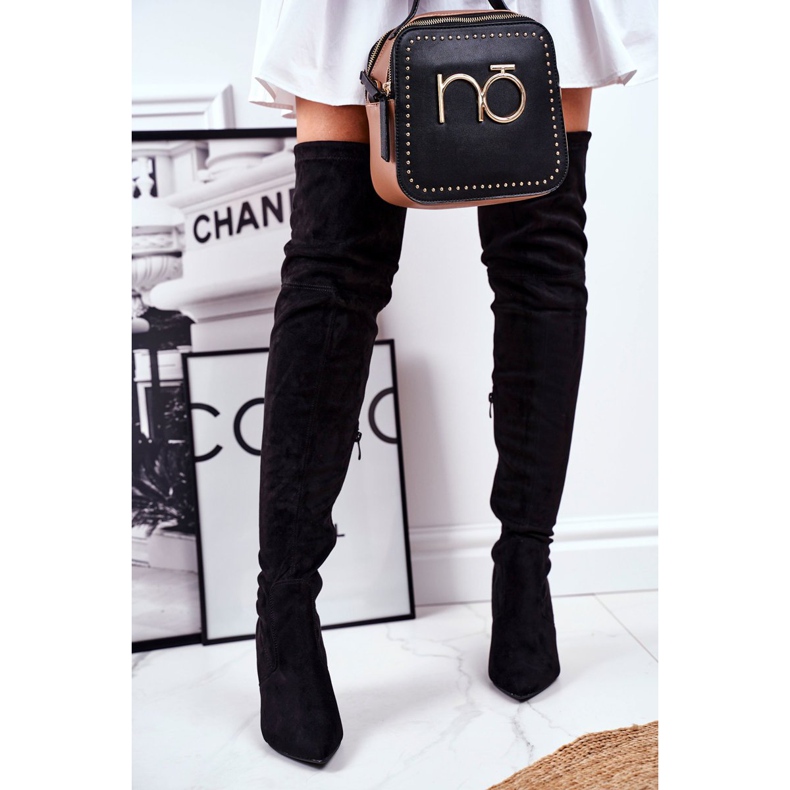 S.Barski Damenstiefel mit hohem Absatz Wildleder Schwarz Huanto 2