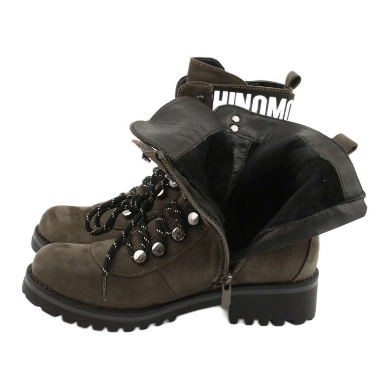 Evento Damen Timber Boots High Khaki 9BT35-1331 Dk.Green schwarz 5