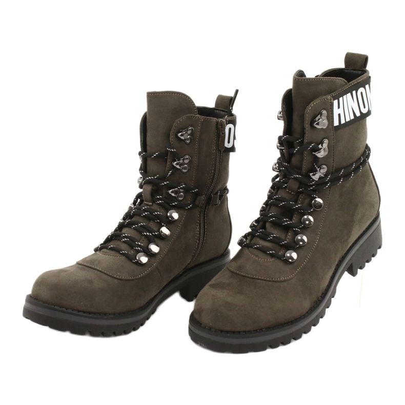Evento Damen Timber Boots High Khaki 9BT35-1331 Dk.Green schwarz 4
