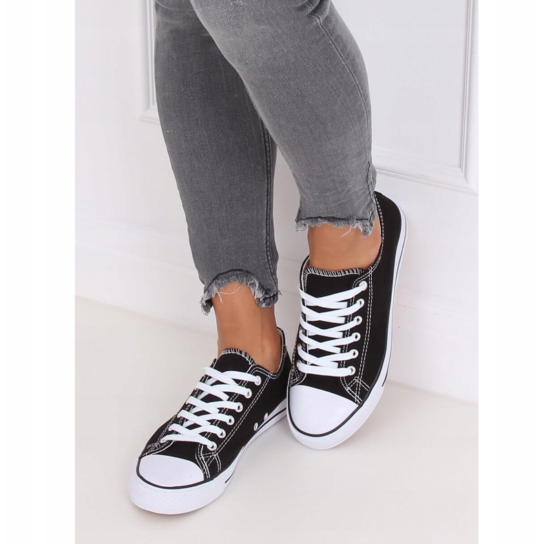 Klassische schwarze Damen Sneaker JD05 SCHWARZ / WEISS 2