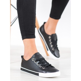 SHELOVET Turnschuhe aus Öko-Leder schwarz 1