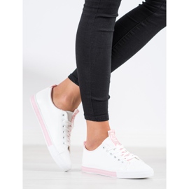 SHELOVET Turnschuhe aus Öko-Leder weiß rosa 1