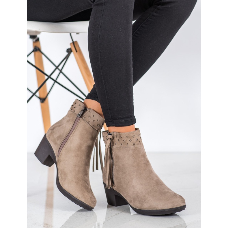 Kylie Beige Stiefel mit Fransen 1