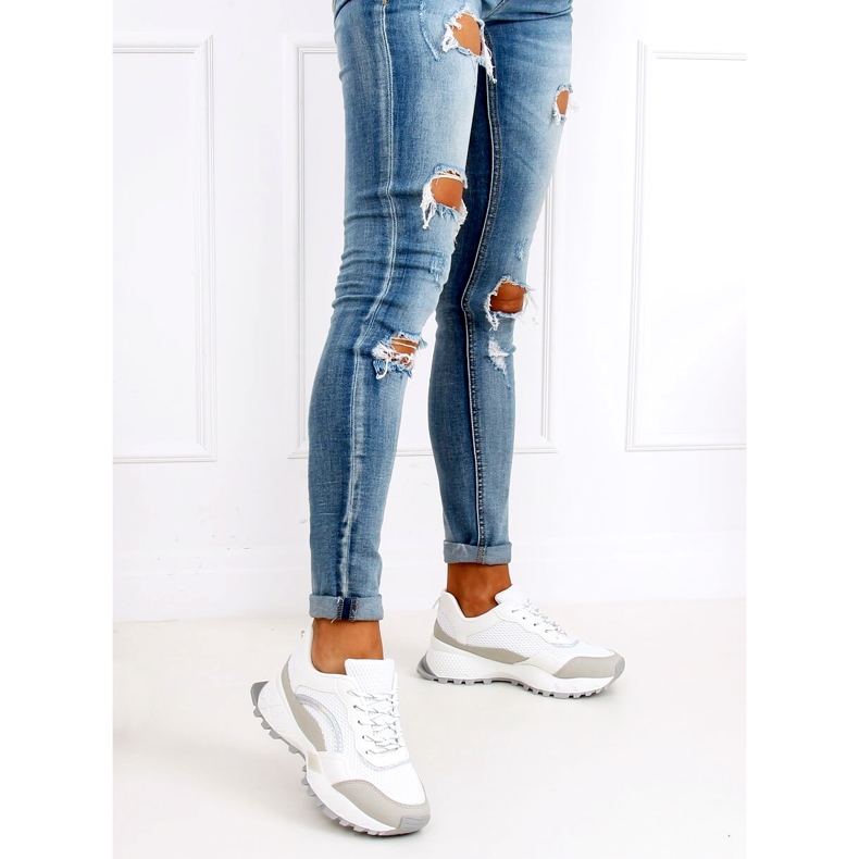 Weiß und grau LA87P Graue Sportschuhe 1