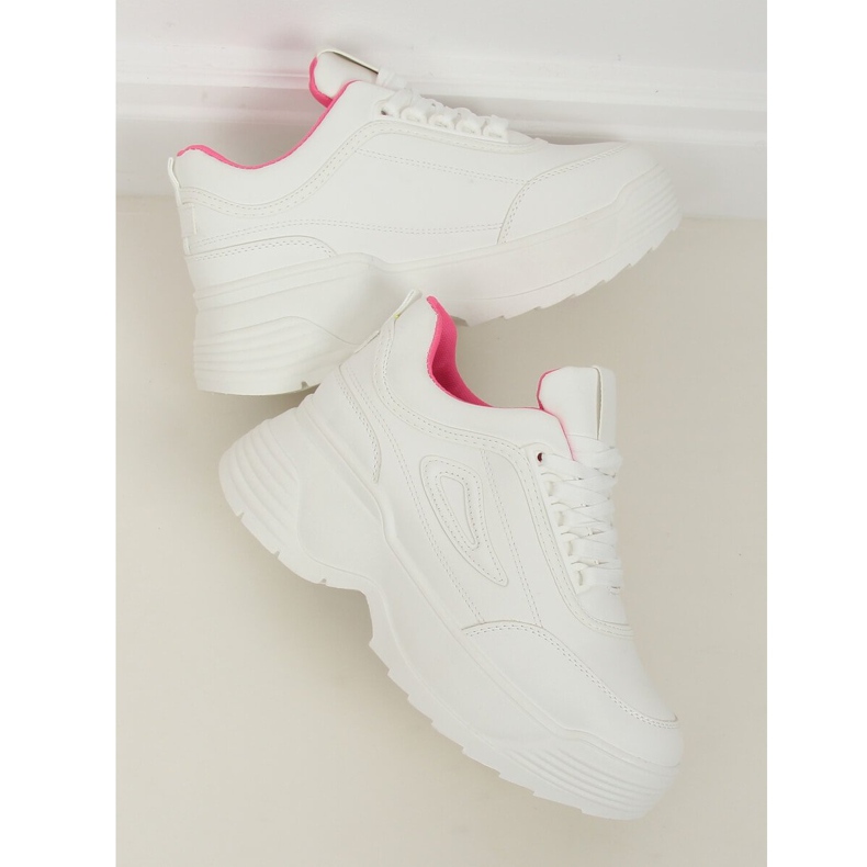 Weiße LA78P Fushia Sportschuhe mit hoher Sohle rosa 1
