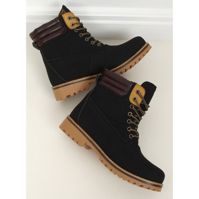 Schwarze isolierte Holzstiefel für Damen C001-1 Schwarz 1