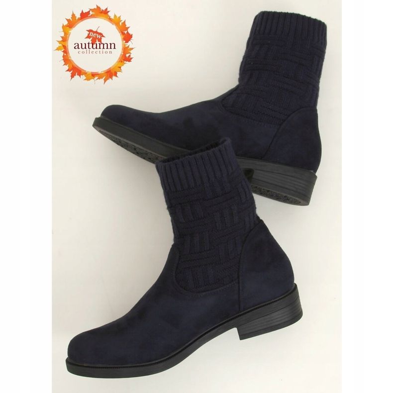 Stiefel mit Pullover-Obermaterial E2100 Navy marineblau 1