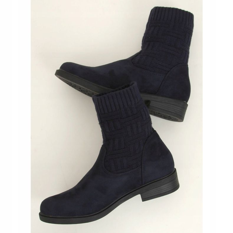 Stiefel mit Pullover-Obermaterial E2100 Navy marineblau 2