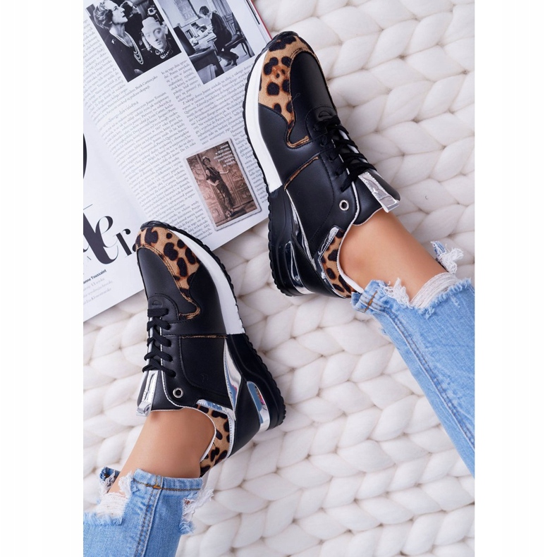 Damen Sportschuhe mit Leopardenmuster Schwarz Fippo mehrfarbig 1