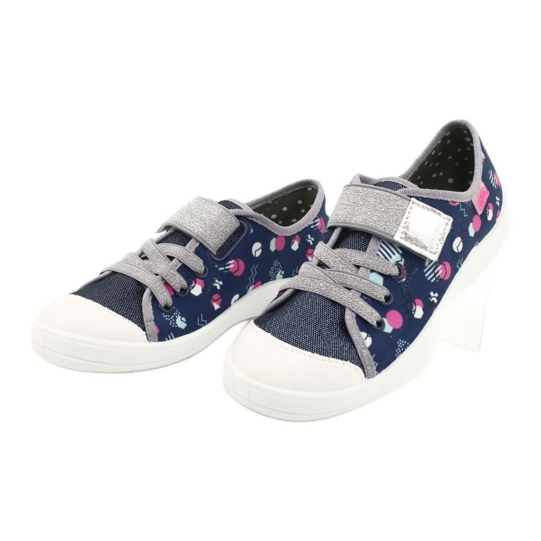 Befado Kinderschuhe 251Y149 navy blau rosa silber- grau 3