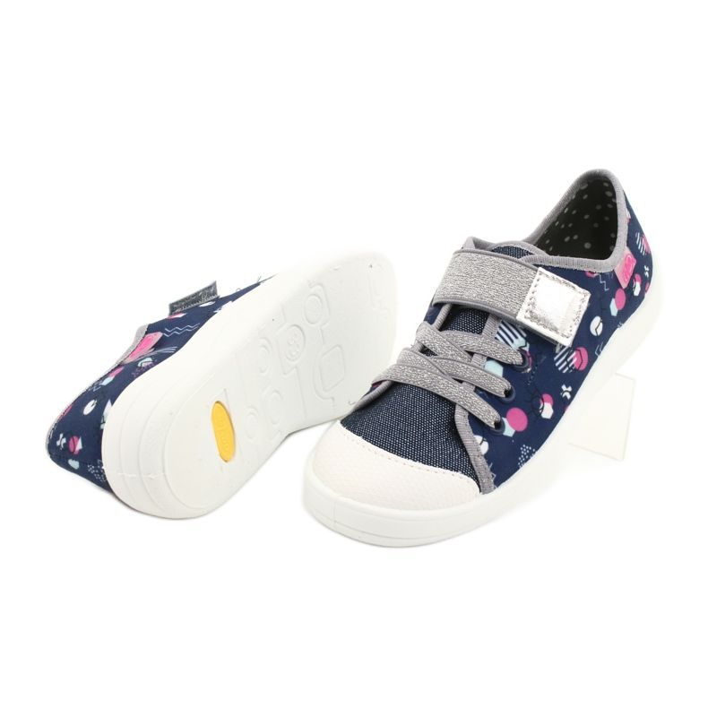Befado Kinderschuhe 251Y149 marineblau rosa silber grau 4