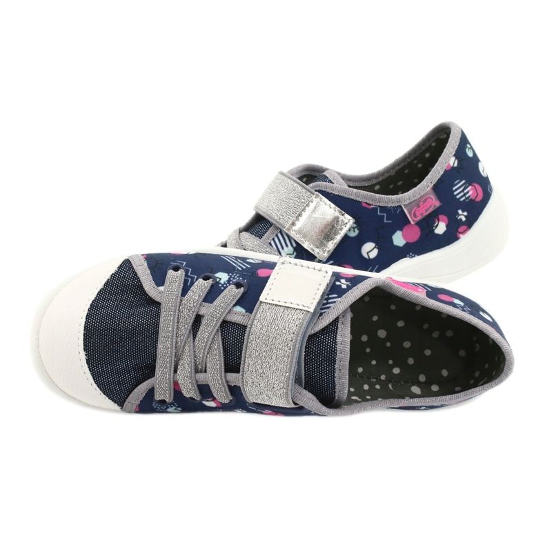 Befado Kinderschuhe 251Y149 marineblau rosa silber grau 5