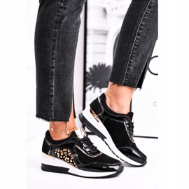 Vinceza Damen Sportschuhe Sneakers Schwarz Leder 21-7778 1