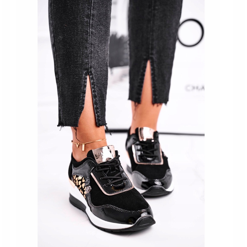 Vinceza Damen Sportschuhe Sneakers Schwarz Leder 21-7778 2