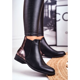 S.Barski Damen Stiefel Warme Chelsea Boots Flacher Absatz Schwarz Dibbo 1