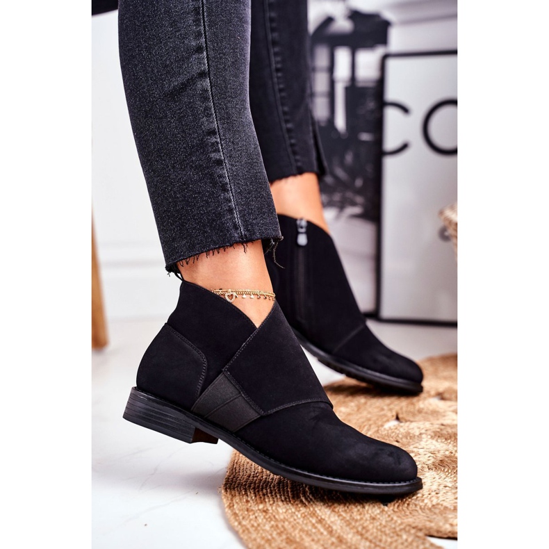 S.Barski Damen Stiefel Warme Chelsea Boots Flacher Absatz Schwarz Sirro 1
