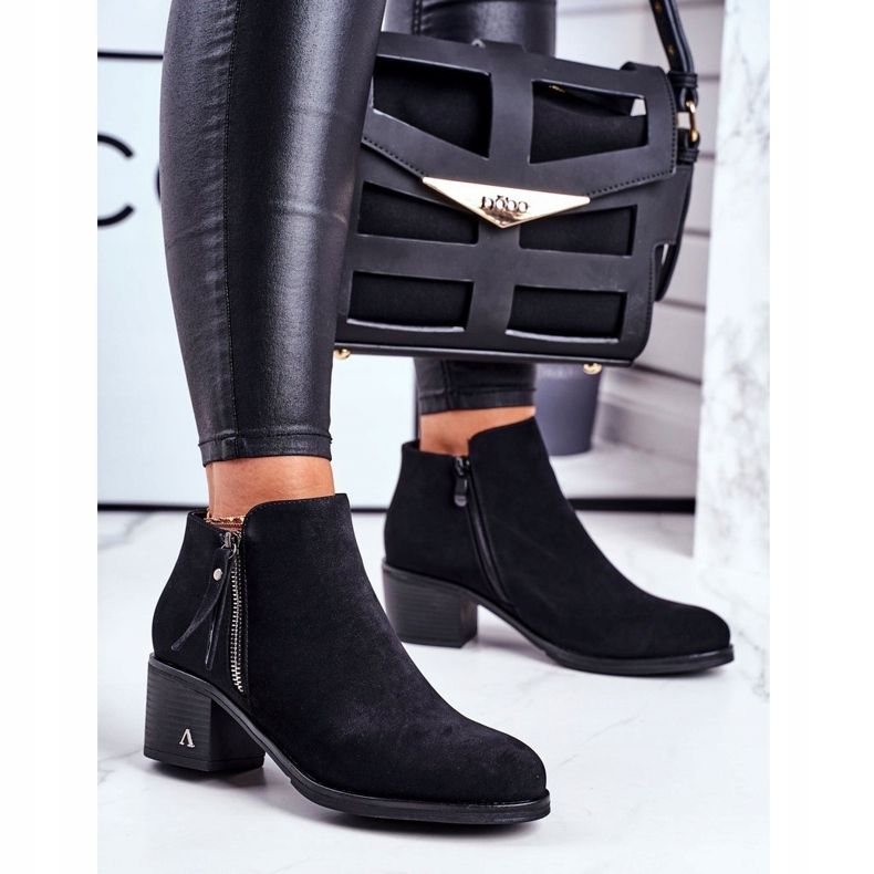 S.Barski Damenstiefel mit Absatz Warm Black Blanche schwarz 1