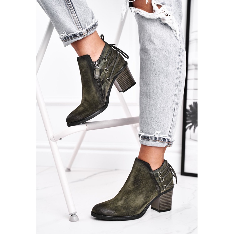 Damen Stiefel mit Absatz Maciejka Spring Leather Olive 04812-24 grün 2