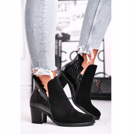 Damenstiefel mit Absatz, Leder Frühling Maciejka Schwarz 04833-01 2