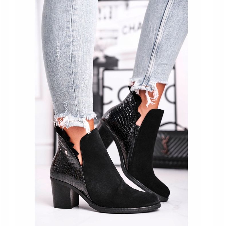 Damenstiefel mit Absatz, Leder Frühling Maciejka Schwarz 04833-01 2