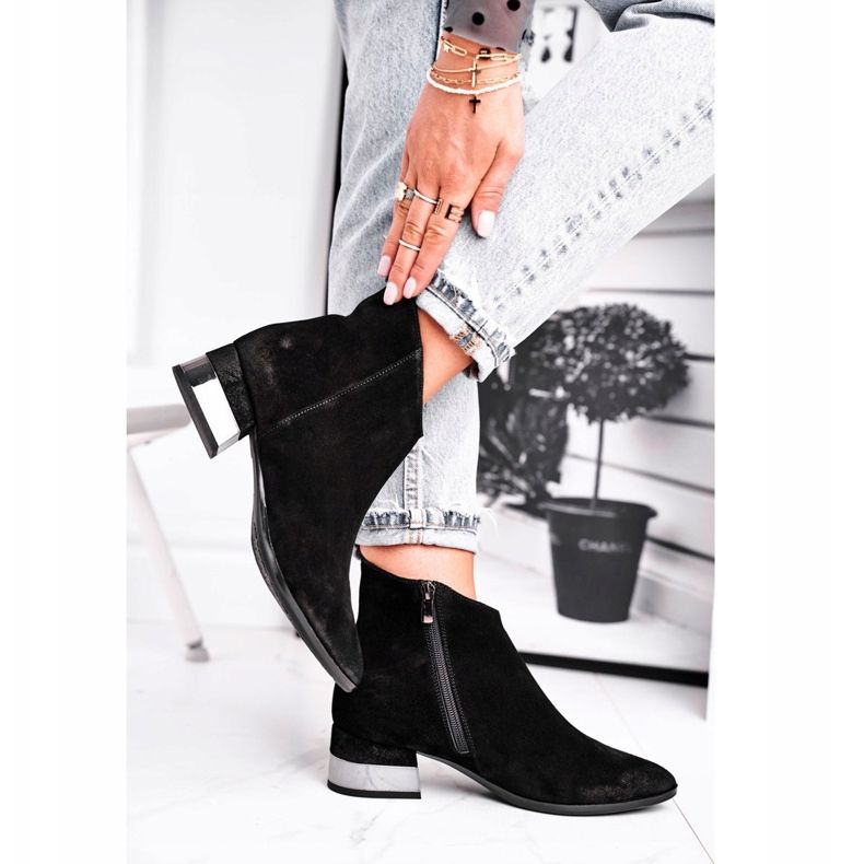 Damen Leder Warme Stiefel Laura Messi Schwarz 2207 2