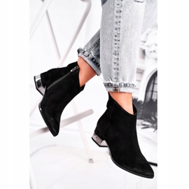 Damen Leder Warme Stiefel Laura Messi Schwarz 2207 1