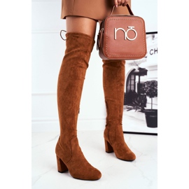 Mulanka Wildlederstiefel für Damen mit Absatz Camel Highso braun 1