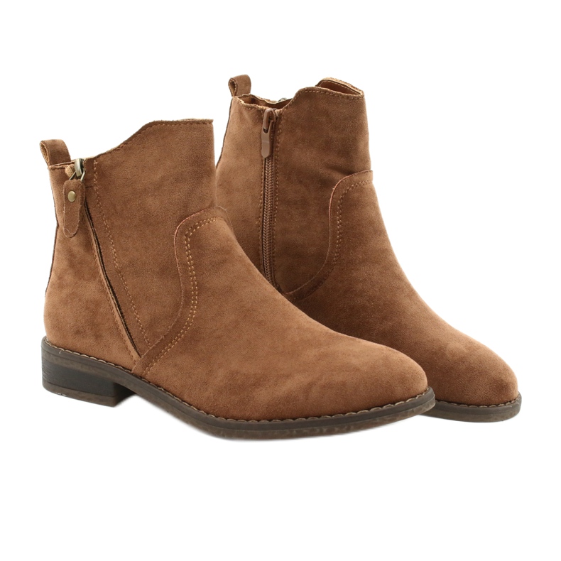 Evento Camel Wildleder Stiefeletten mit Reißverschlüssen braun 4