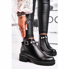 Damen Leder Warme Stiefel Laura Messi Schwarz 2055 1