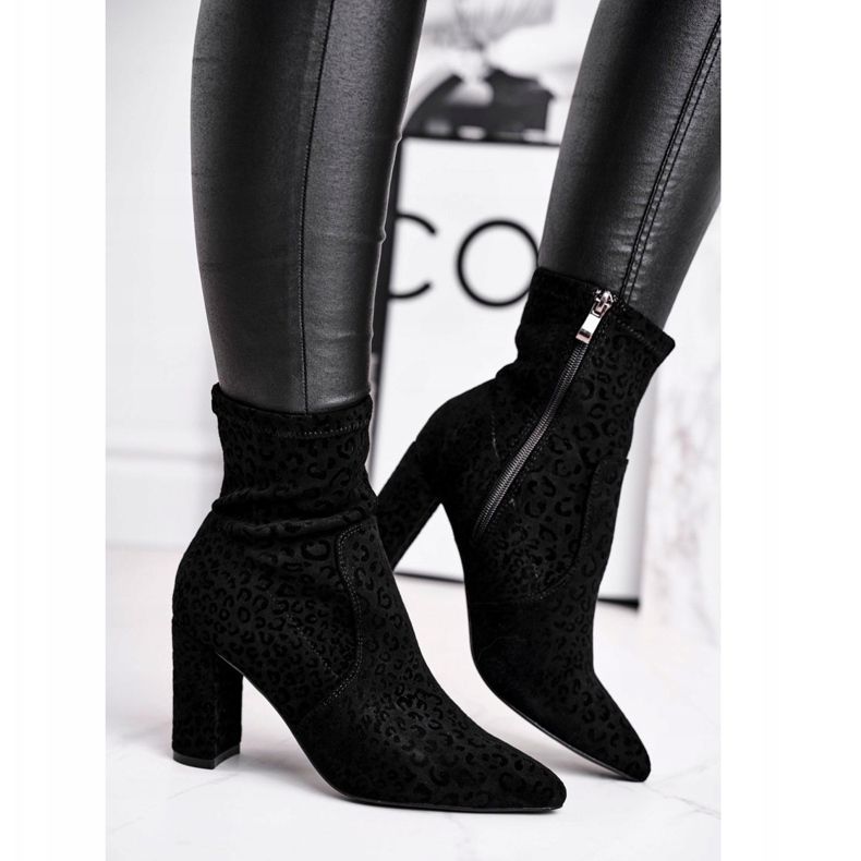 S.Barski Damenstiefel mit Absatz Centki Black Panther schwarz 2