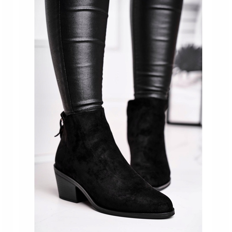 S.Barski Damen Stiefel Flacher Absatz Warm Herbst Schwarz Milky 2