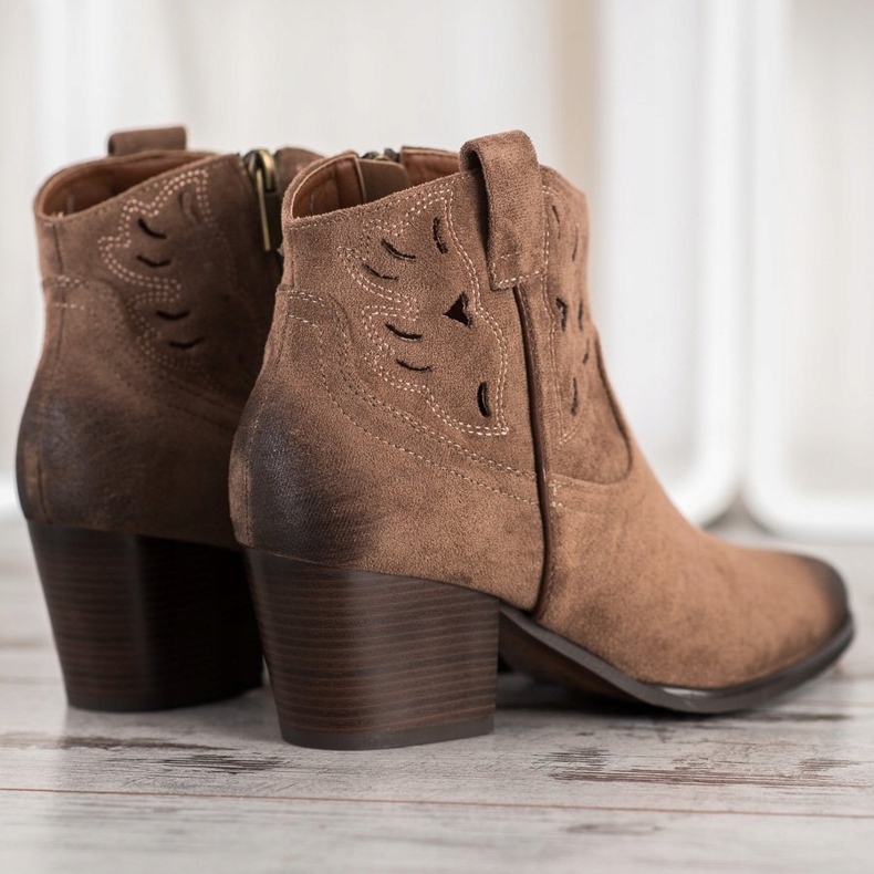 VINCEZA durchbrochene Cowboystiefel beige 1