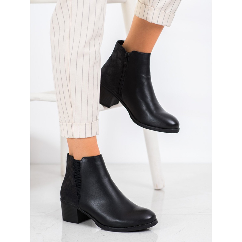 SHELOVET Bequeme Stiefel mit hohen Absätzen schwarz 1