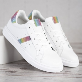 SHELOVET Sportschuhe mit Glitzer weiß 2