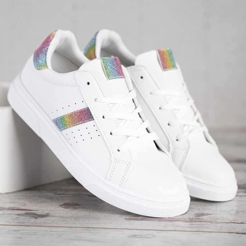 SHELOVET Sportschuhe mit Glitzer weiß 2