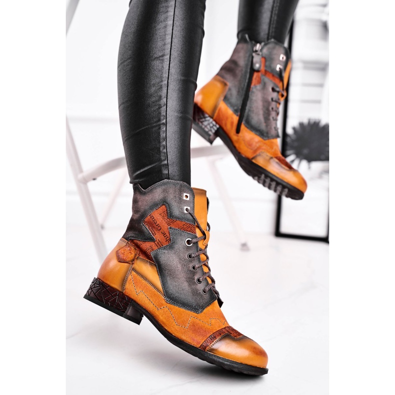 Damen Stiefel Leder Warme Stiefel Maciejka Gelb 04625-07 braun 1