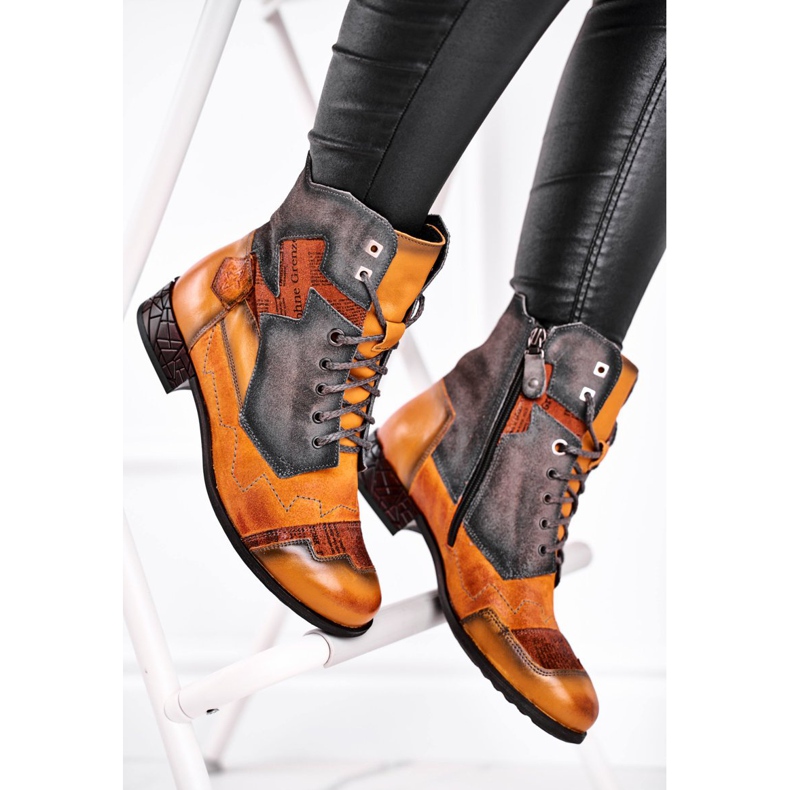 Damen Stiefel Leder Warme Stiefel Maciejka Gelb 04625-07 braun 2