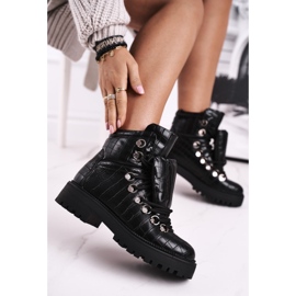 BUGO Flache Damenstiefel mit Zunge Schwarz Passa 1