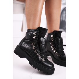 BUGO Flache Damenstiefel mit Zunge Schwarz Passa 2