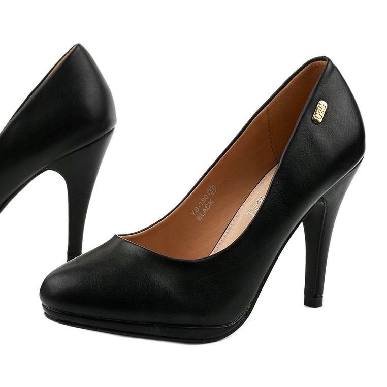 Schwarze klassische YS-190 High Heels 1